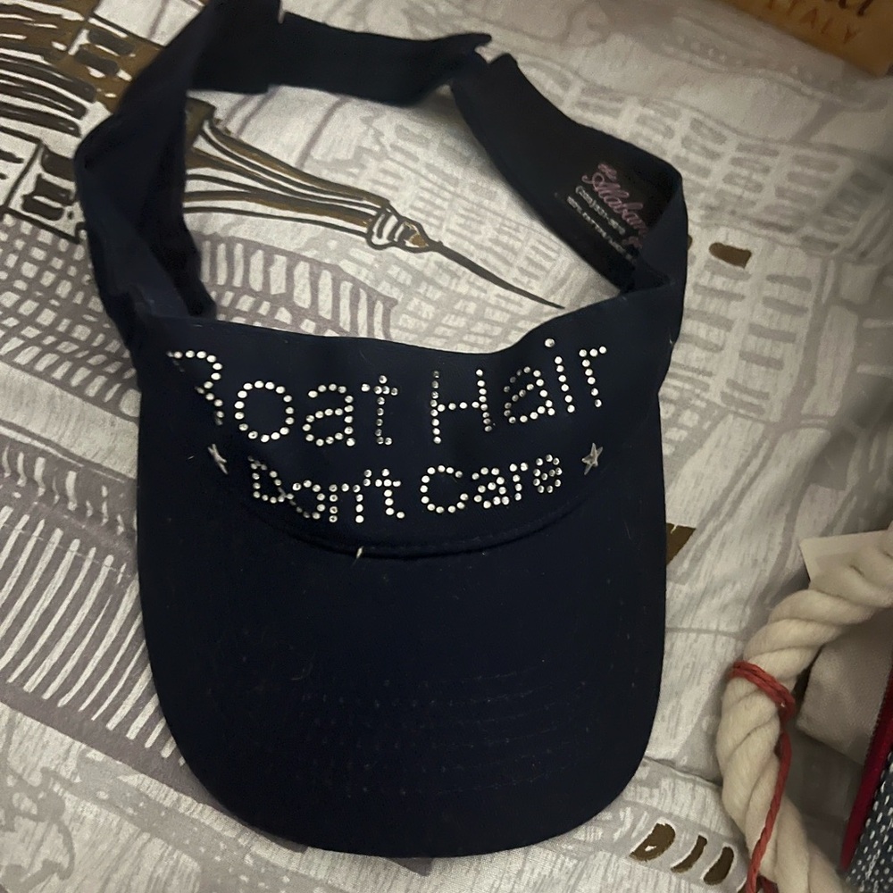 Navy Visor with Rhinestone Design